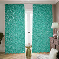 Teal (NOT Real) Glitter Print Dimout Pencil Pleat Curtains