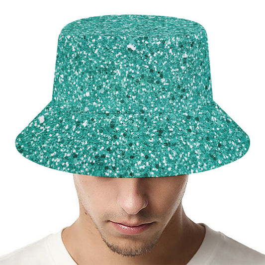 Teal (NOT Real) Glitter Print Bucket Hat