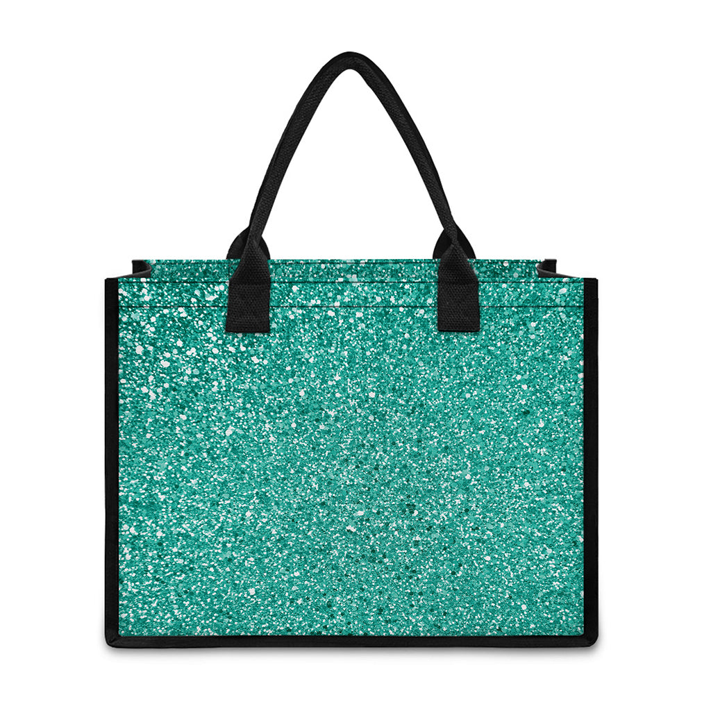 Teal (NOT Real) Glitter Print Canvas Tote Bag