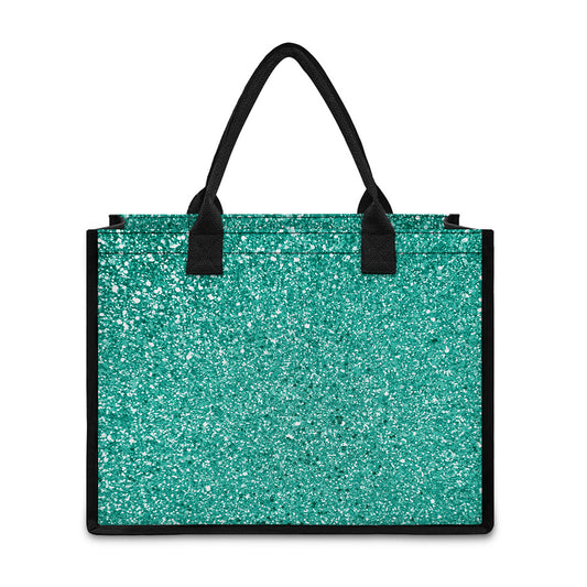 Teal (NOT Real) Glitter Print Canvas Tote Bag