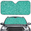 Teal (NOT Real) Glitter Print Car Windshield Sun Shade