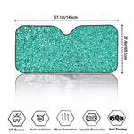 Teal (NOT Real) Glitter Print Car Windshield Sun Shade