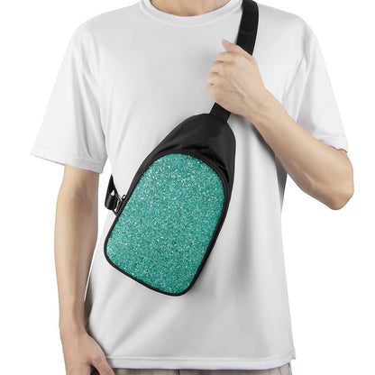 Teal (NOT Real) Glitter Print Chest Bag