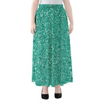 Teal (NOT Real) Glitter Print Chiffon Maxi Skirt