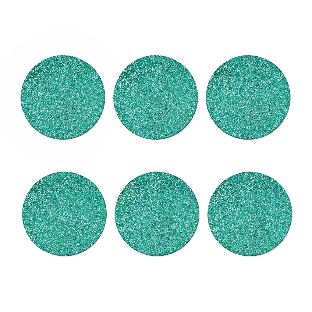 Teal (NOT Real) Glitter Print Coaster Set
