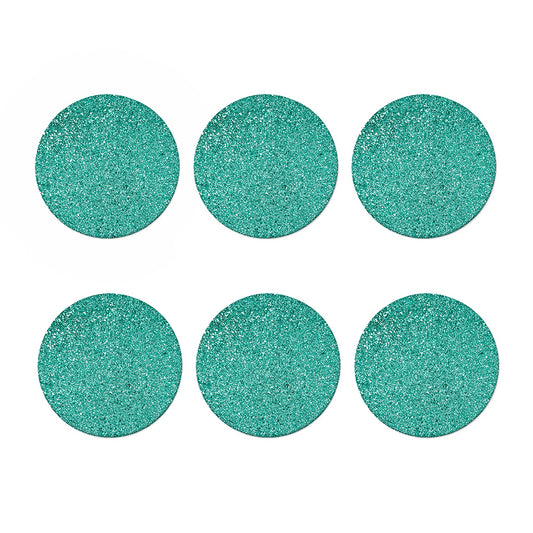Teal (NOT Real) Glitter Print Coaster Set