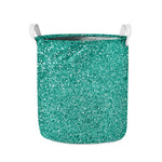 Teal (NOT Real) Glitter Print Collapsible Laundry Basket