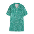 Teal (NOT Real) Glitter Print Cotton Hawaiian Shirt