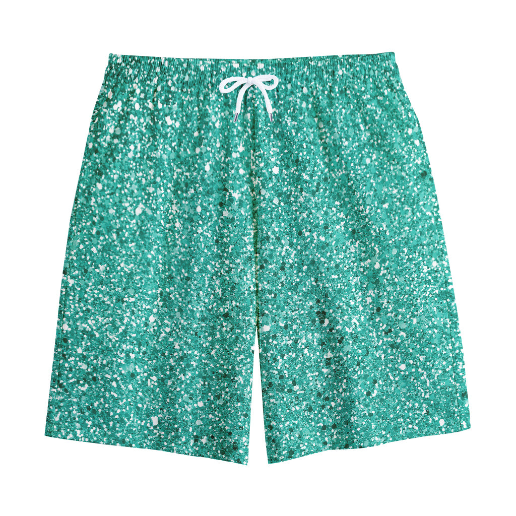 Teal (NOT Real) Glitter Print Cotton Shorts