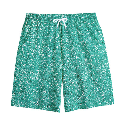 Teal (NOT Real) Glitter Print Cotton Shorts