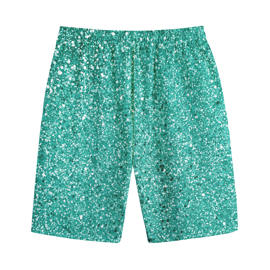 Teal (NOT Real) Glitter Print Cotton Shorts