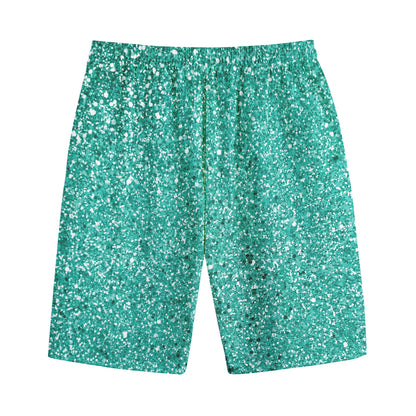 Teal (NOT Real) Glitter Print Cotton Shorts