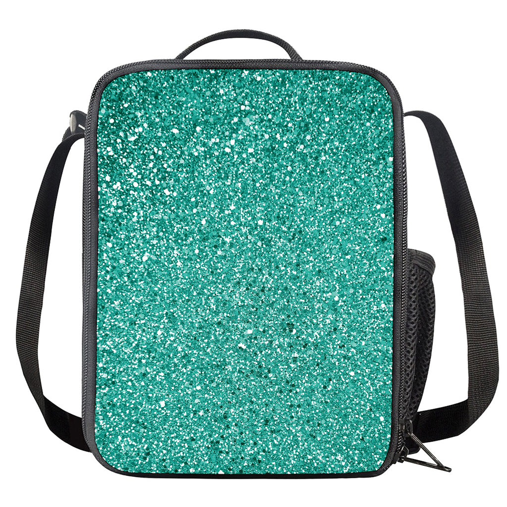 Teal (NOT Real) Glitter Print Crossbody Lunch Bag