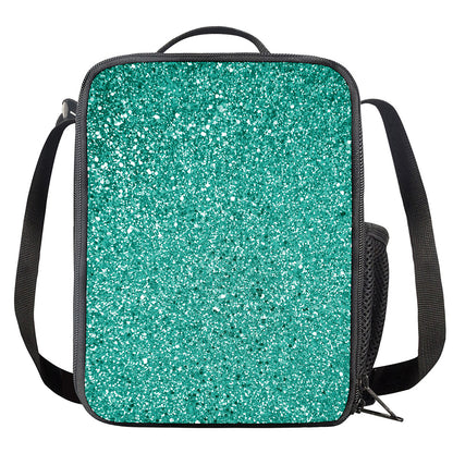 Teal (NOT Real) Glitter Print Crossbody Lunch Bag