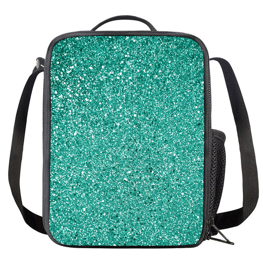 Teal (NOT Real) Glitter Print Crossbody Lunch Bag