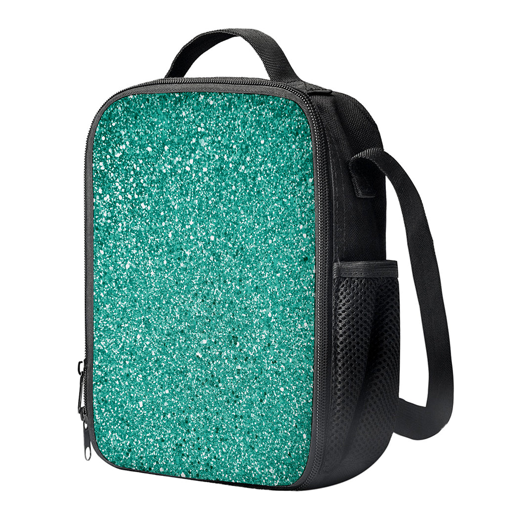 Teal (NOT Real) Glitter Print Crossbody Lunch Bag