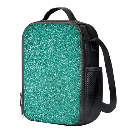 Teal (NOT Real) Glitter Print Crossbody Lunch Bag