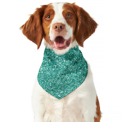 Teal (NOT Real) Glitter Print Dog Bandana
