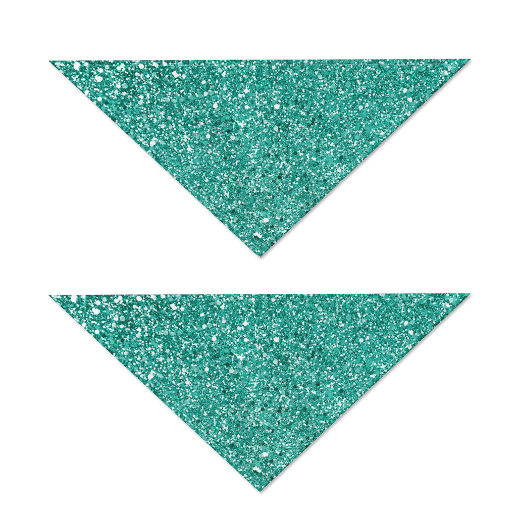 Teal (NOT Real) Glitter Print Dog Bandana