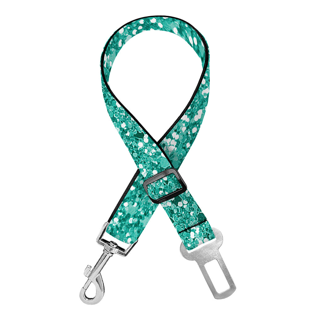 Teal (NOT Real) Glitter Print Dog Seat Belt