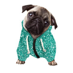 Teal (NOT Real) Glitter Print Dog Zip Up Hoodie