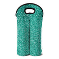 Teal (NOT Real) Glitter Print Double Neoprene Wine Tote