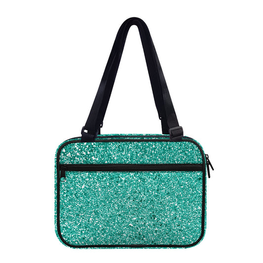 Teal (NOT Real) Glitter Print Double Strap Bible Bag