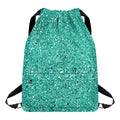 Teal (NOT Real) Glitter Print Drawstring Backpack