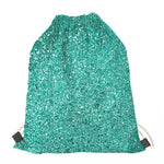 Teal (NOT Real) Glitter Print Drawstring Bag