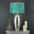 Teal (NOT Real) Glitter Print Drum Lamp Shade
