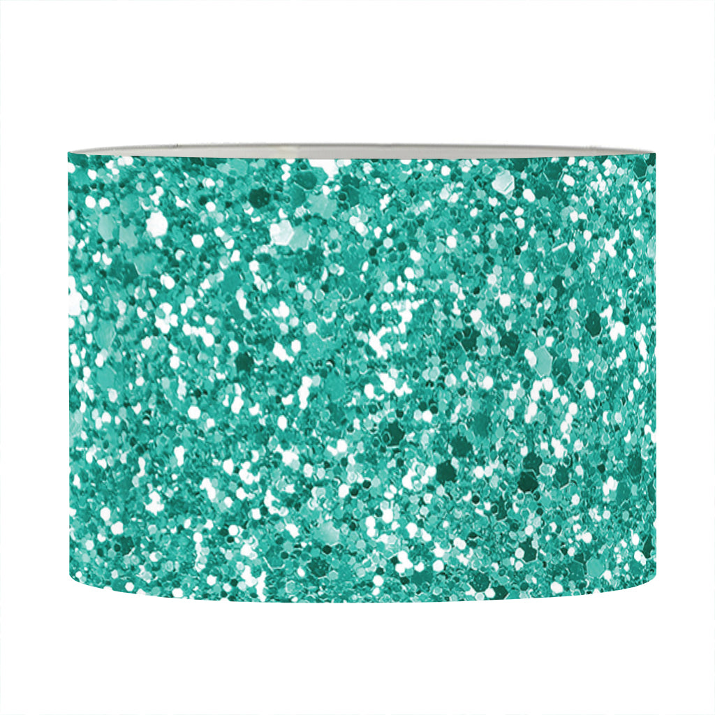 Teal (NOT Real) Glitter Print Drum Lamp Shade