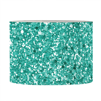 Teal (NOT Real) Glitter Print Drum Lamp Shade