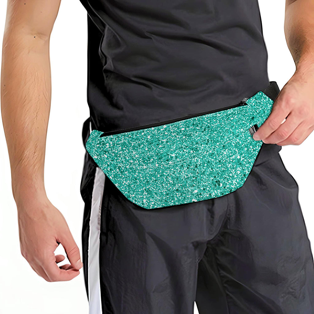 Teal (NOT Real) Glitter Print Fanny Pack
