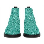 Teal (NOT Real) Glitter Print Flat Ankle Boots