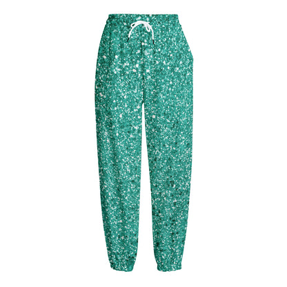 Teal (NOT Real) Glitter Print Fleece Lined Knit Pants