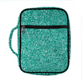 Teal (NOT Real) Glitter Print Front Pocket Bible Bag