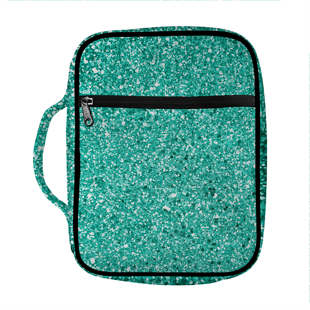 Teal (NOT Real) Glitter Print Front Pocket Bible Bag