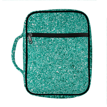 Teal (NOT Real) Glitter Print Front Pocket Bible Bag