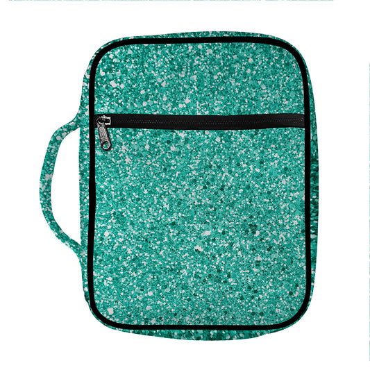 Teal (NOT Real) Glitter Print Front Pocket Bible Bag