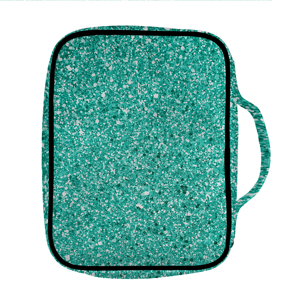 Teal (NOT Real) Glitter Print Front Pocket Bible Bag