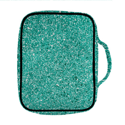 Teal (NOT Real) Glitter Print Front Pocket Bible Bag