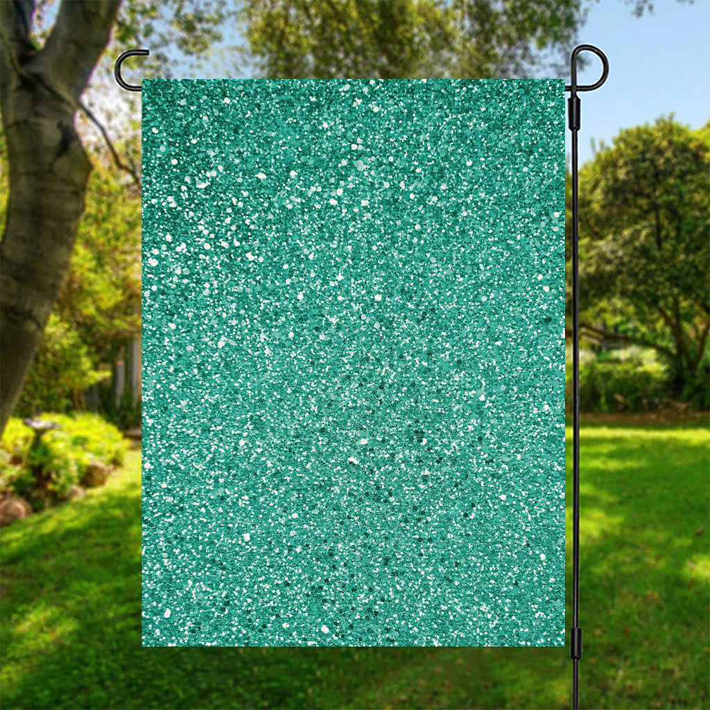 Teal (NOT Real) Glitter Print Garden Flag