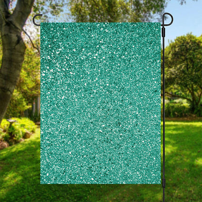 Teal (NOT Real) Glitter Print Garden Flag