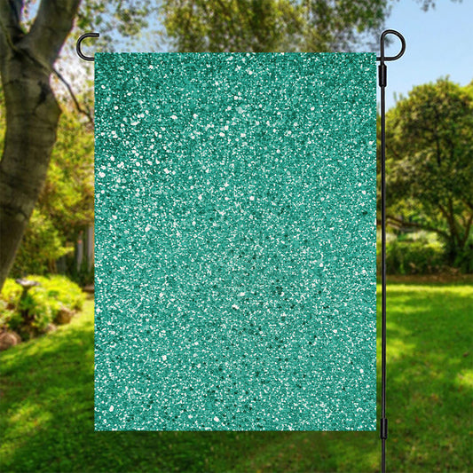 Teal (NOT Real) Glitter Print Garden Flag