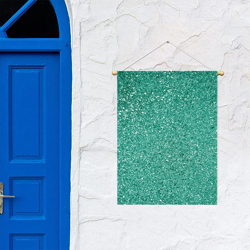 Teal (NOT Real) Glitter Print Garden Flag