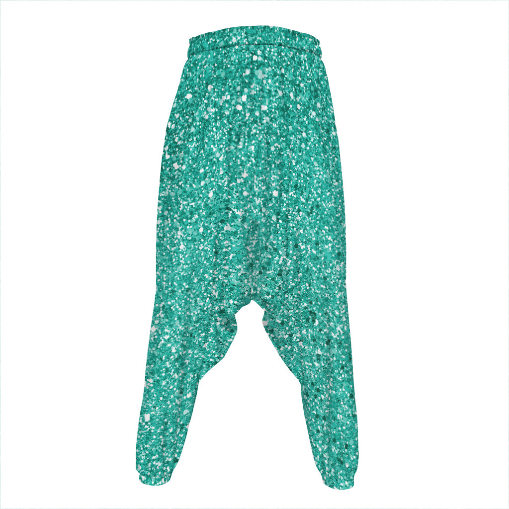 Teal (NOT Real) Glitter Print Hammer Pants