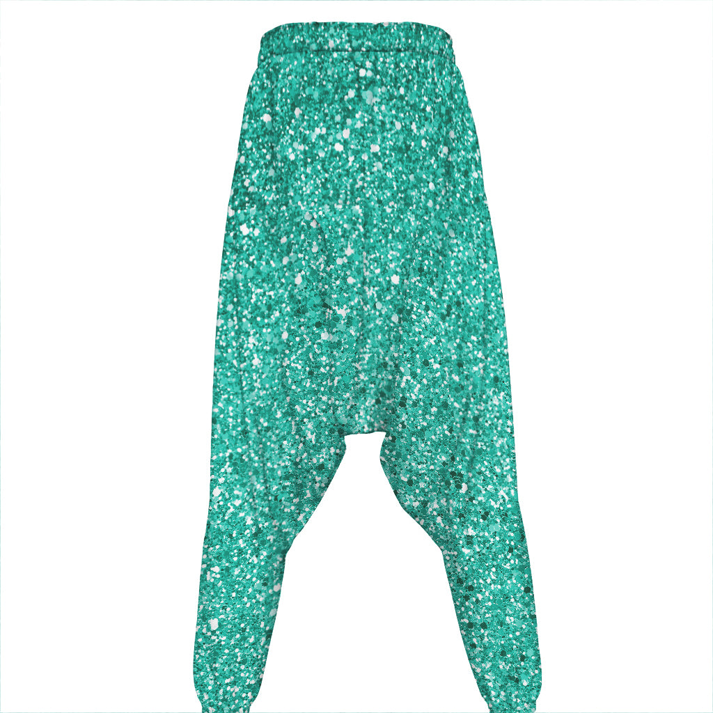 Teal (NOT Real) Glitter Print Hammer Pants
