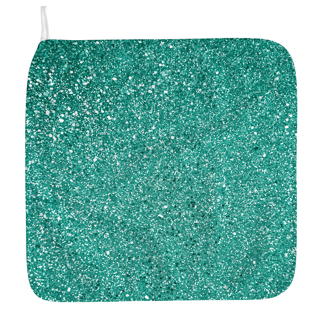 Teal (NOT Real) Glitter Print Hand Towel