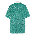 Teal (NOT Real) Glitter Print Hawaiian Shirt