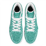 Teal (NOT Real) Glitter Print High Top Leather Sneakers